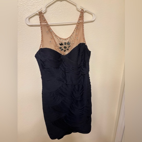 Adrianna Papell Navy and Tan Embellished dress - Picture 1 of 6